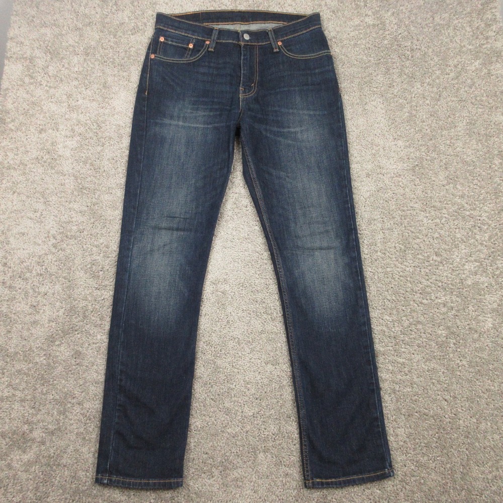 Levis Jeans Mens 32x32 Blue 511 Slim Straight Faded Whisker Dark Wash Denim Pant